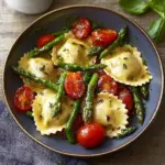 Ravioli with Tomatoes, Asparagus, Garlic, and Herbs