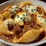 Beef and Shells with Tomato Sauce and Cheese