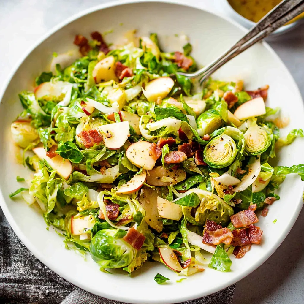 Brussels Sprouts Salad with Turkey Bacon and Apple Vinaigrette