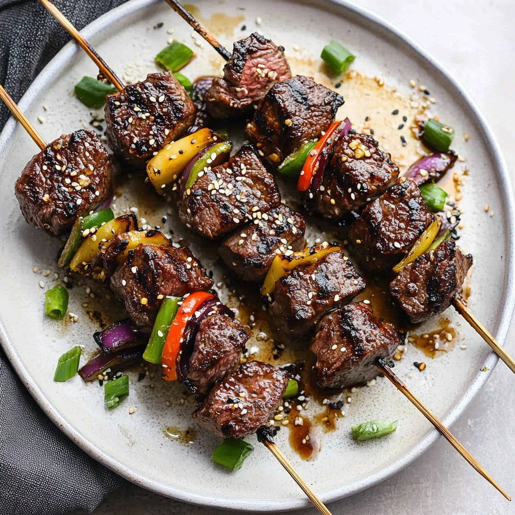 Grilled Asian Garlic Steak Skewers