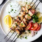 Grilled Chicken Kabobs with Cucumber Yogurt Sauce