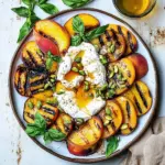 Grilled Peaches with Burrata, Honey, and Pistachios