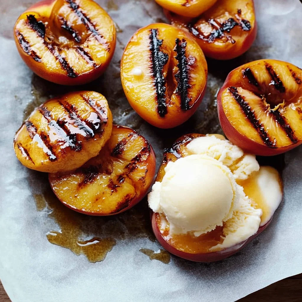 Grilled Peaches with Vanilla Ice Cream