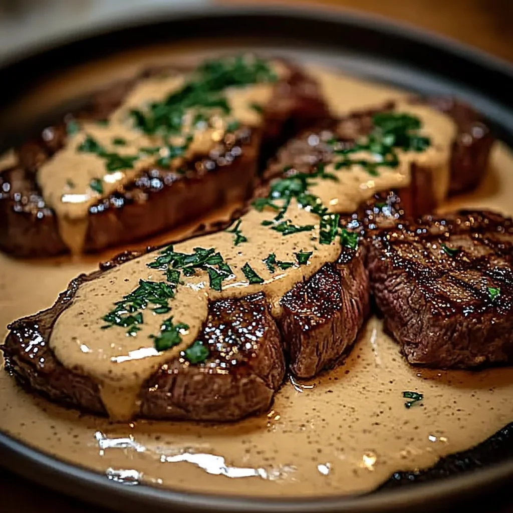 Juicy Steak with Creamy Garlic Sauce