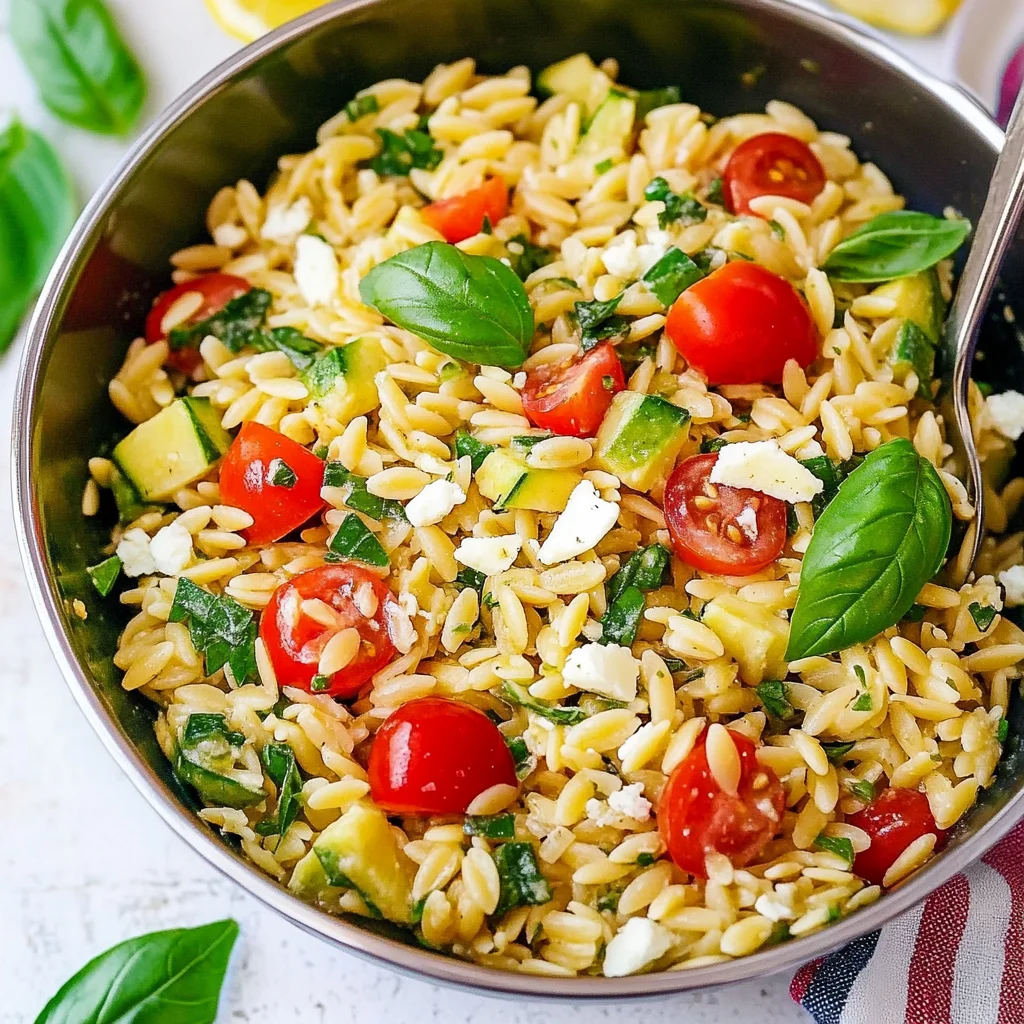 Lemon Basil Greek Orzo Salad