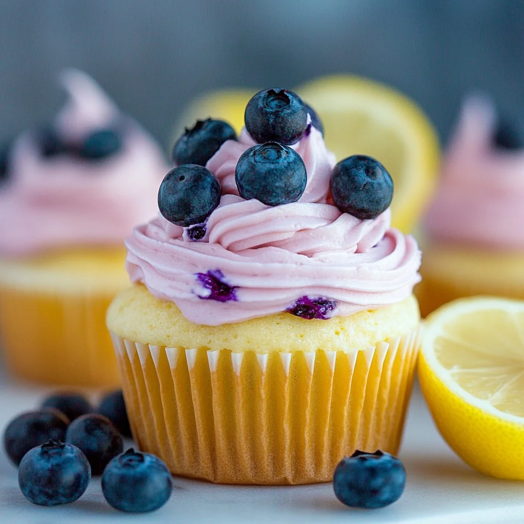 Lemon Cupcakes with Blueberry Buttercream Recipe