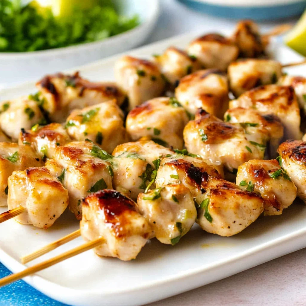 Marinated oven-baked chicken skewers recipe