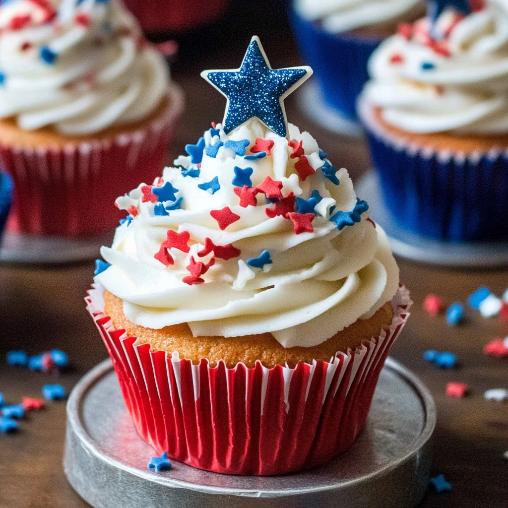 Red White and Blue Patriotic Cupcakes