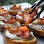 Smoked Salmon Crostini with Dill Cream Cheese Spread