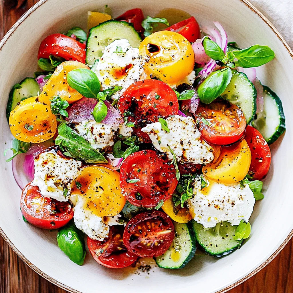 Summer Salad with Herbed Ricotta and Balsamic Vinaigrette
