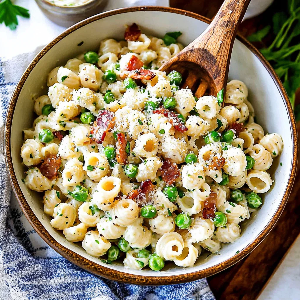 Turkey Bacon Pasta Salad with Peas