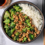 Honey Sriracha Ground Chicken and Broccoli