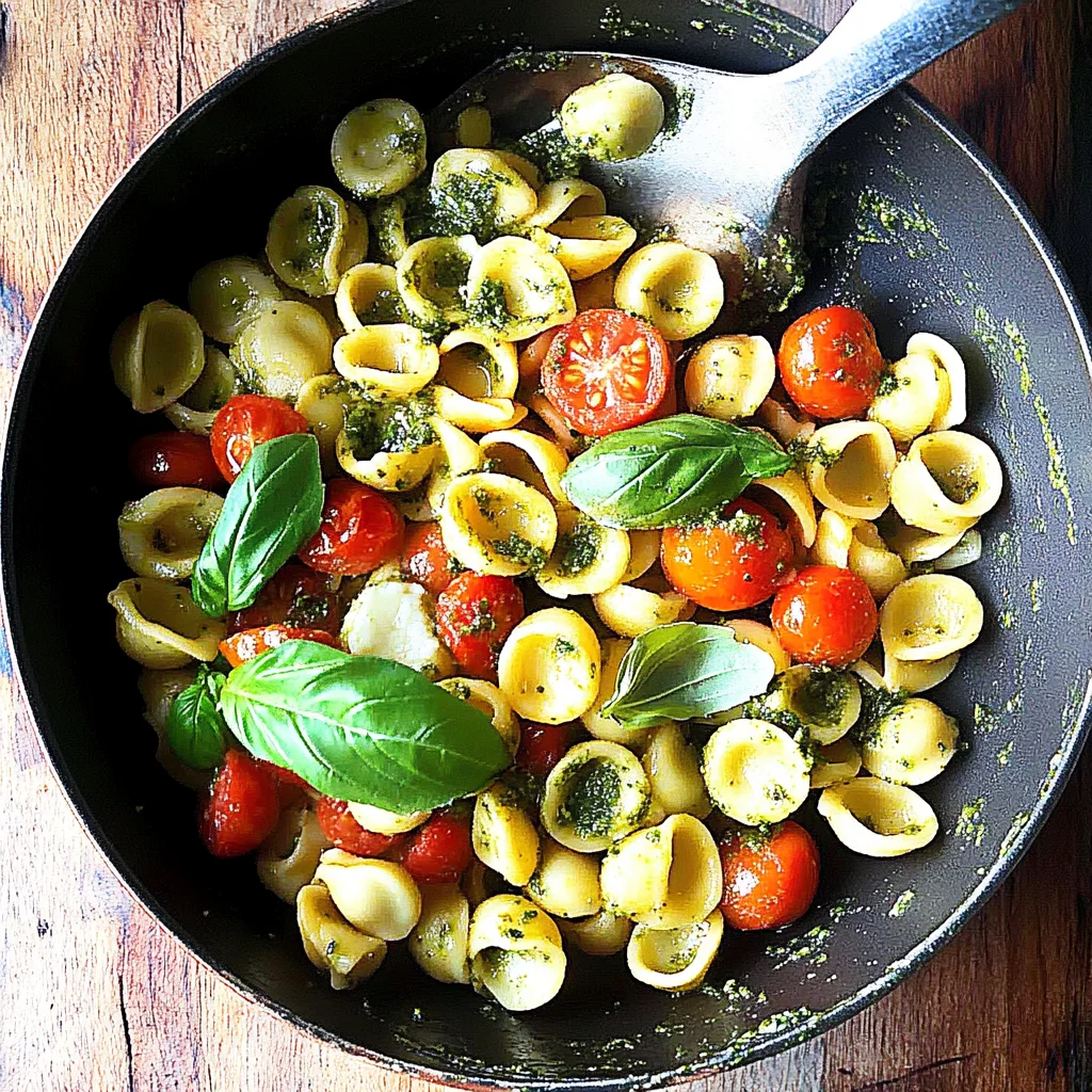 Orecchiette with Cherry Tomatoes, Mozzarella & Basil Pesto