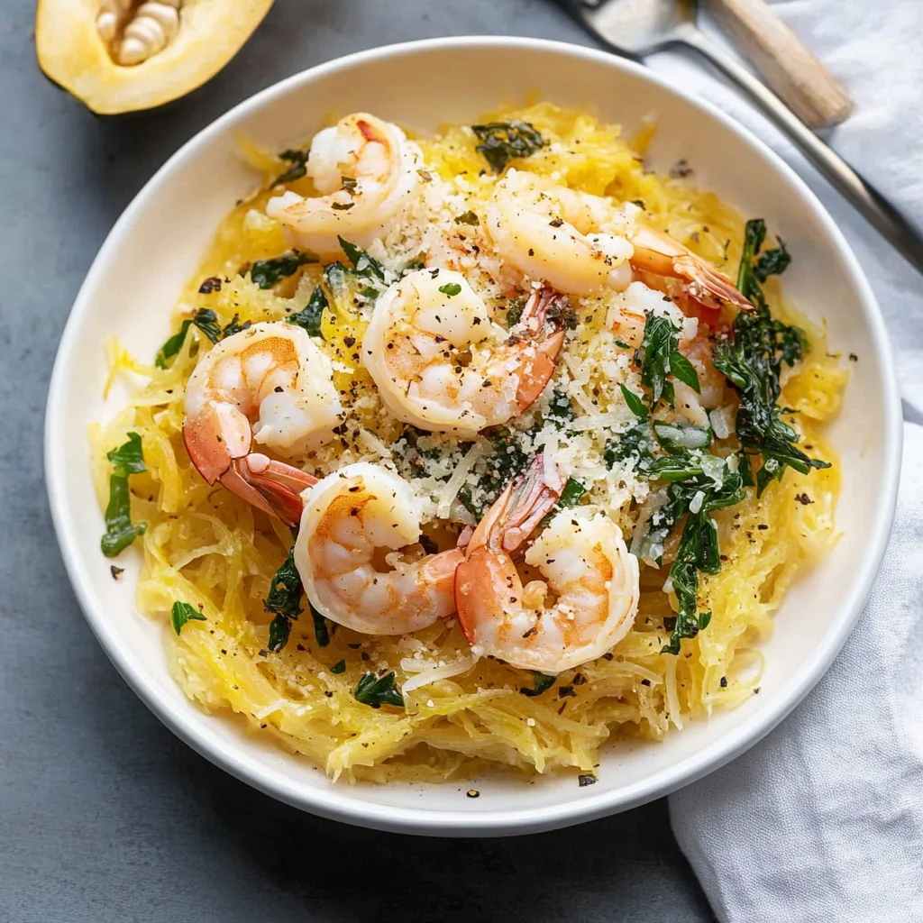 Spaghetti Squash Shrimp Scampi