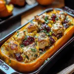 Sweet and Savory Honey Roasted Butternut Squash Stuffed with Chicken
