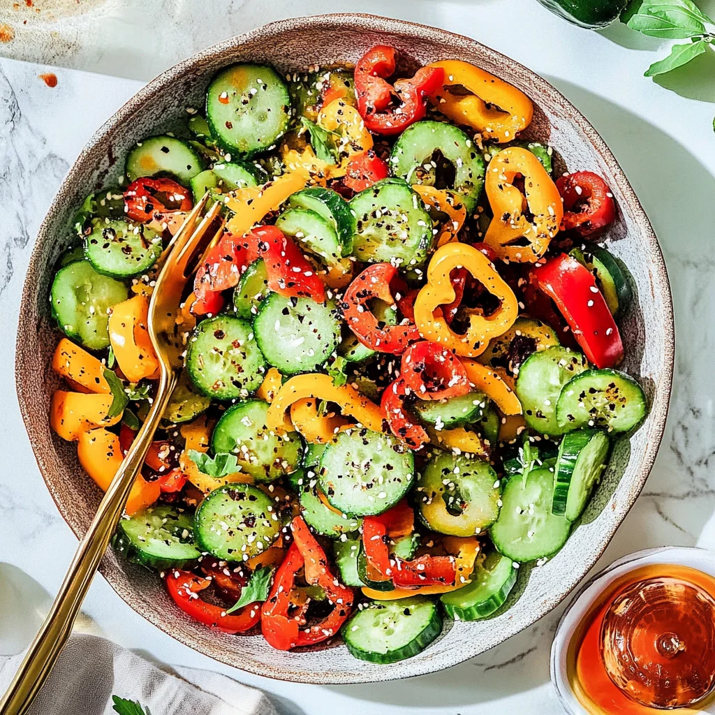 Viral TikTok Cucumber & Bell Pepper Salad