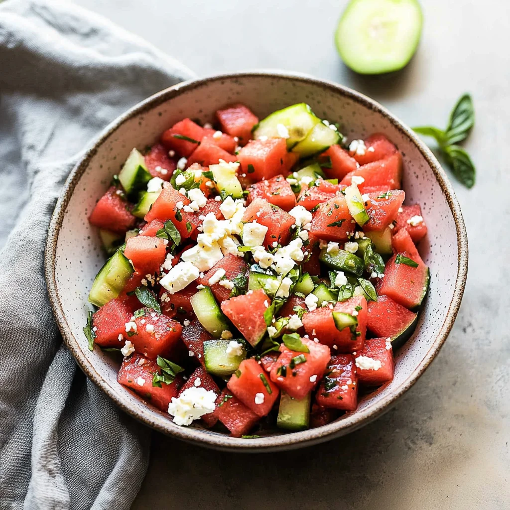 Watermelon Basil Salad with Feta