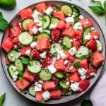 Watermelon Cucumber Salad with Strawberries and Feta