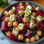 Chickpea Beet Feta Salad with Lemon-Garlic Vinaigrette – A Vibrant & Flavorful Delight