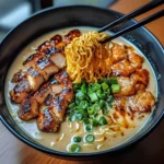 Fiery Chicken Ramen with Creamy Garlic Sauce