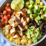 Grilled Chicken Burrito Bowls with Avocado Salsa