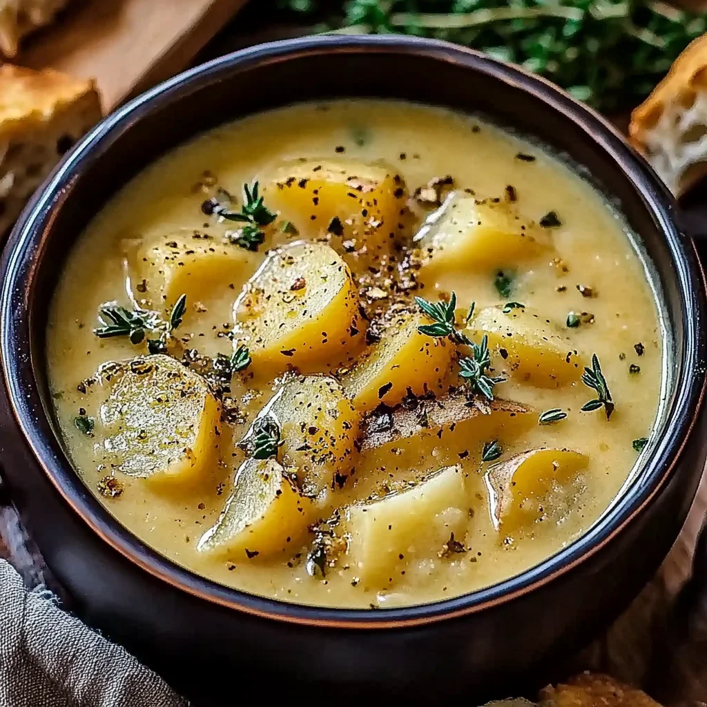Hearty Cheddar Garlic Herb Potato Soup Recipe