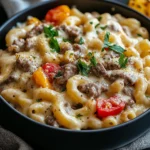 High-Protein Creamy Philly Cheesesteak Mac & Cheese