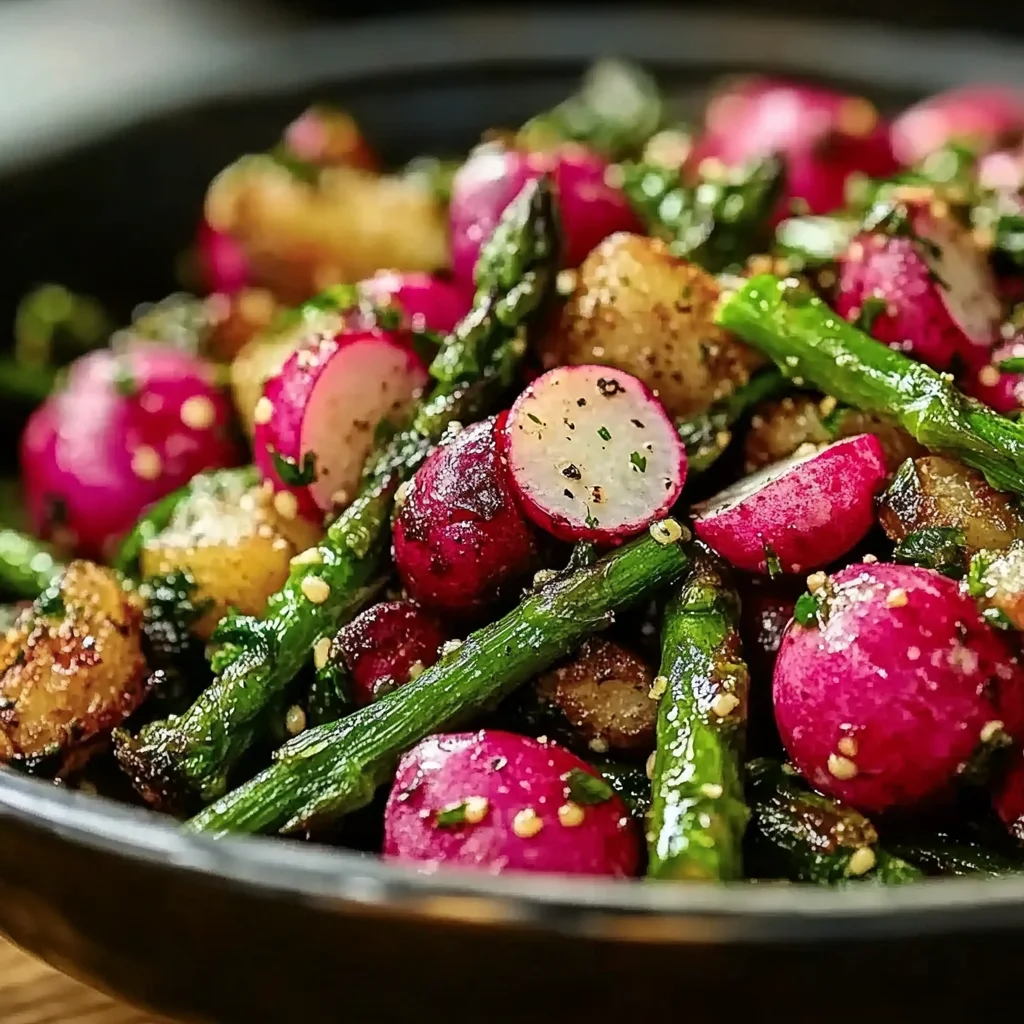 Roasted Asparagus and Radishes with Mustard Vinaigrette