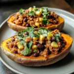 Stuffed Sweet Potatoes with Spiced Turkey and Black Beans