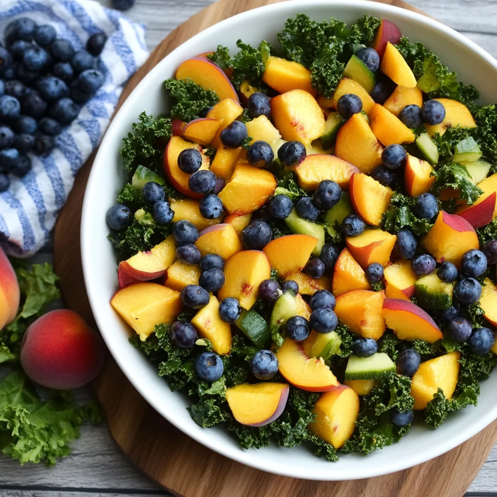 Summer Peach & Blueberry Kale Salad