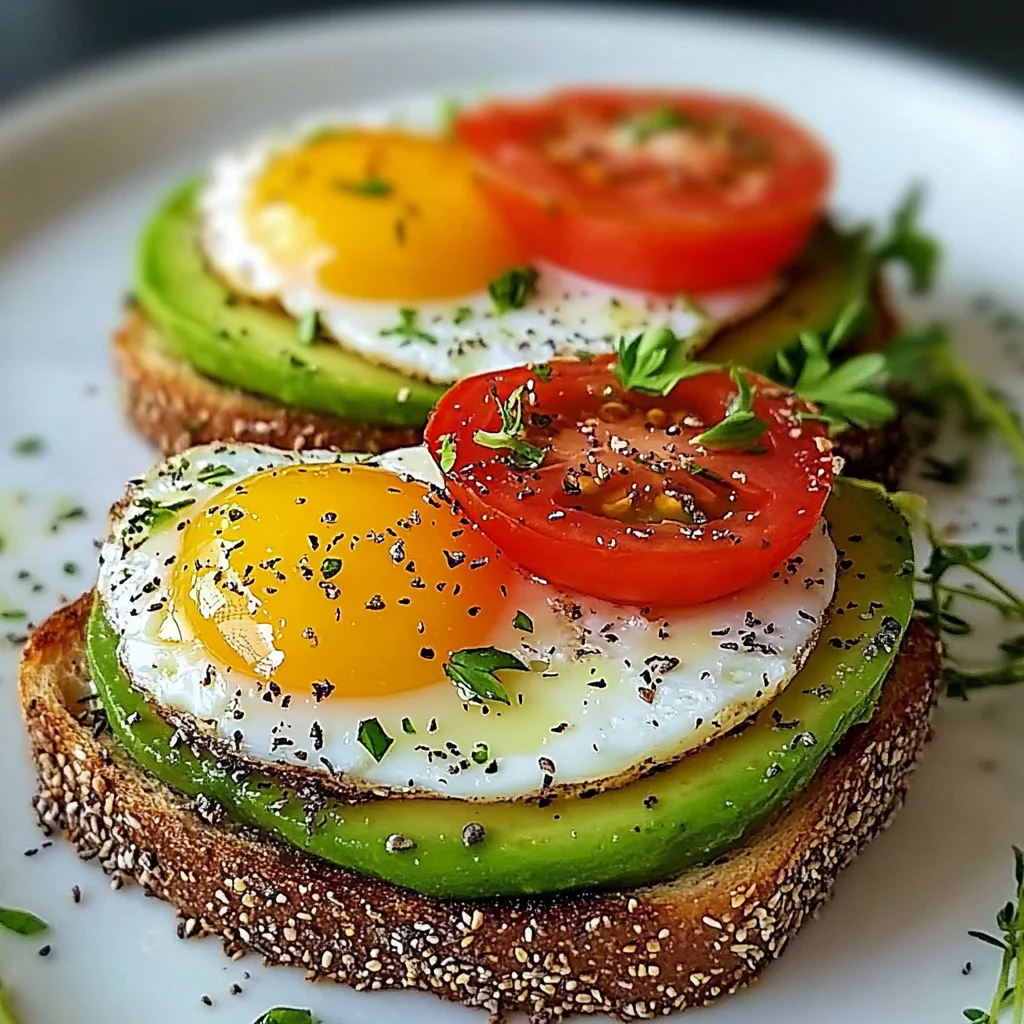 Avocado Tomato Cottage Toasts with Jammy Eggs