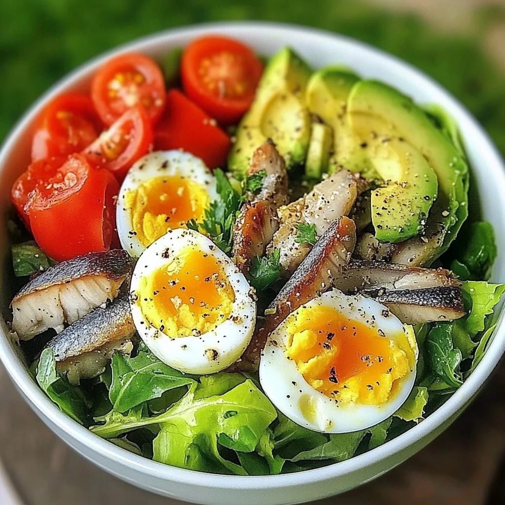 Avocado & Sardine Power Salad with Eggs