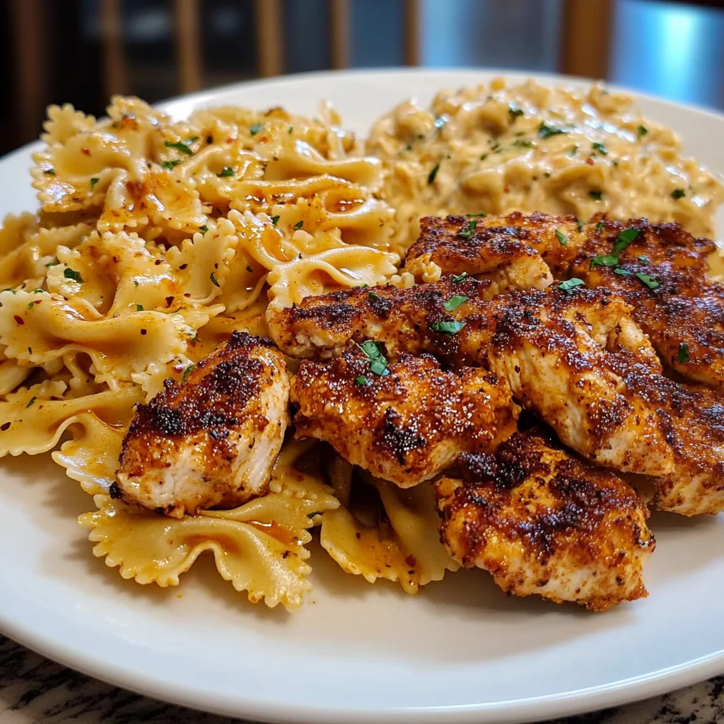 Cajun Chicken Bowtie Alfredo in Velveeta Garlic Sauce
