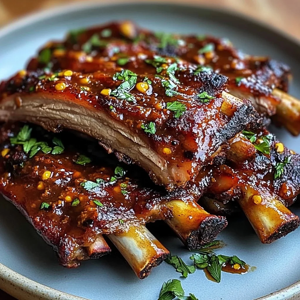 Charred Sticky Lamb Ribs Glazed with Harissa, Maple & Smoked Paprika