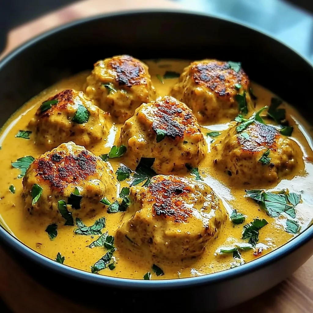 Chicken Meatballs in Coconut Curry Sauce