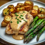 Creamy Dijon Chicken with Asparagus & Roasted Potatoes