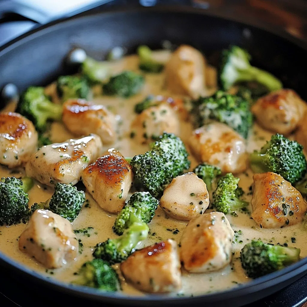 Creamy Garlic Chicken and Broccoli Skillet