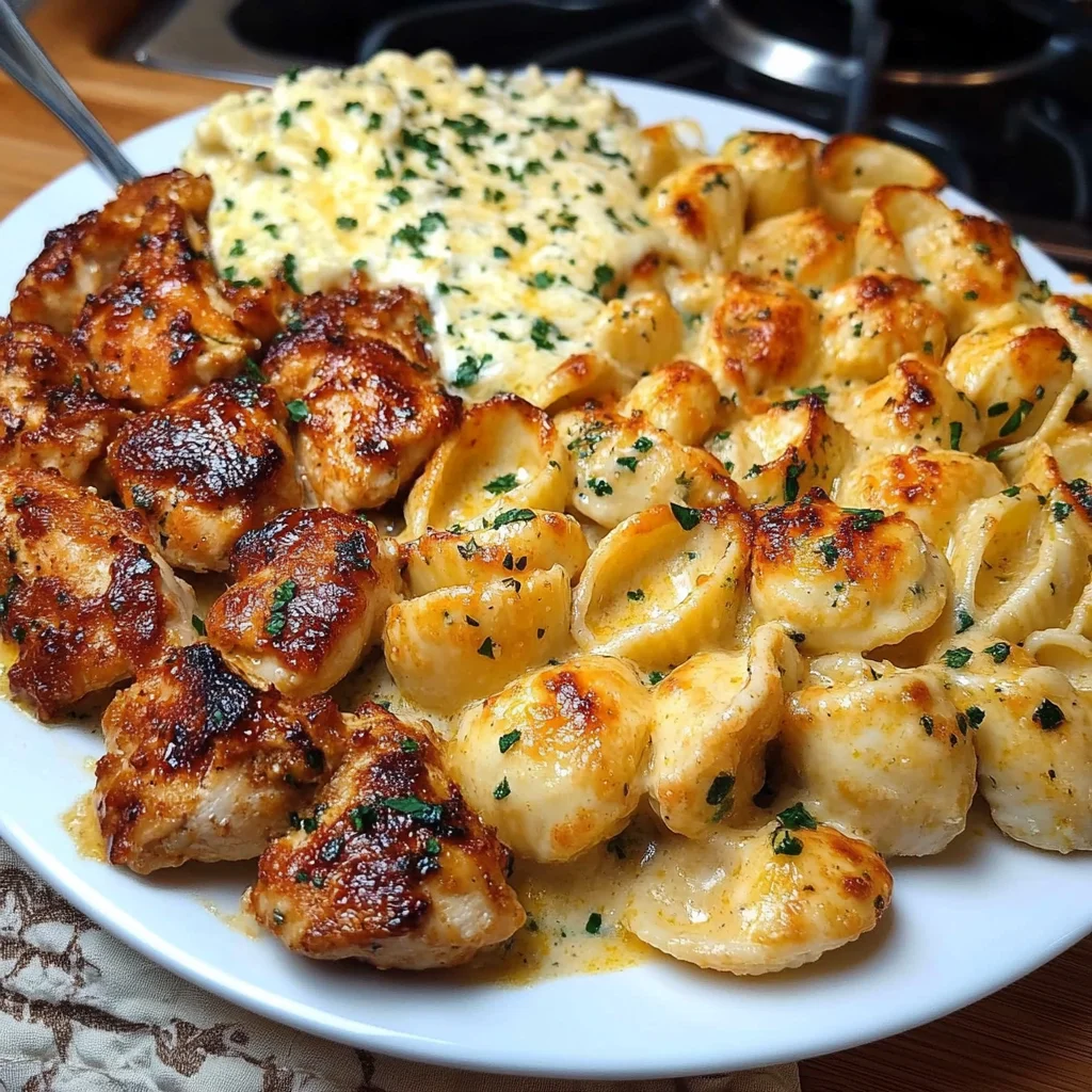 Creamy Parmesan Chicken Shells with Melted Mozzarella