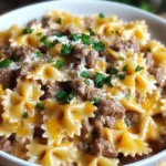 Garlic Butter Beef & Cheesy Bowtie Pasta