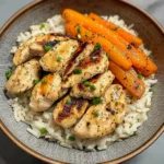 Garlic Butter Chicken Bowl with Roasted Carrots & Rice
