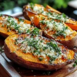 Garlic Parmesan Sweet Potato Wedges