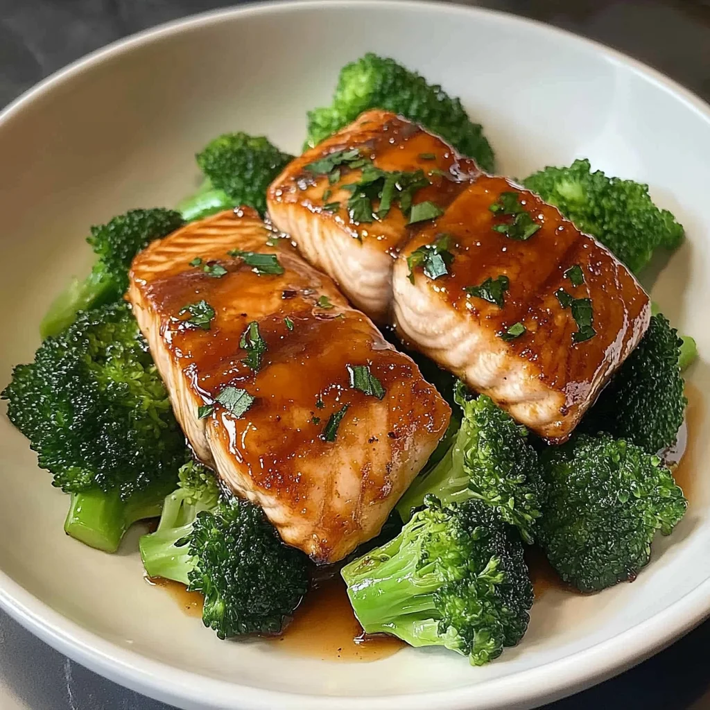 Honey Garlic Glazed Salmon with Steamed Broccoli