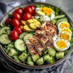 Mediterranean Power Salad with Grilled Chicken & Jammy Eggs
