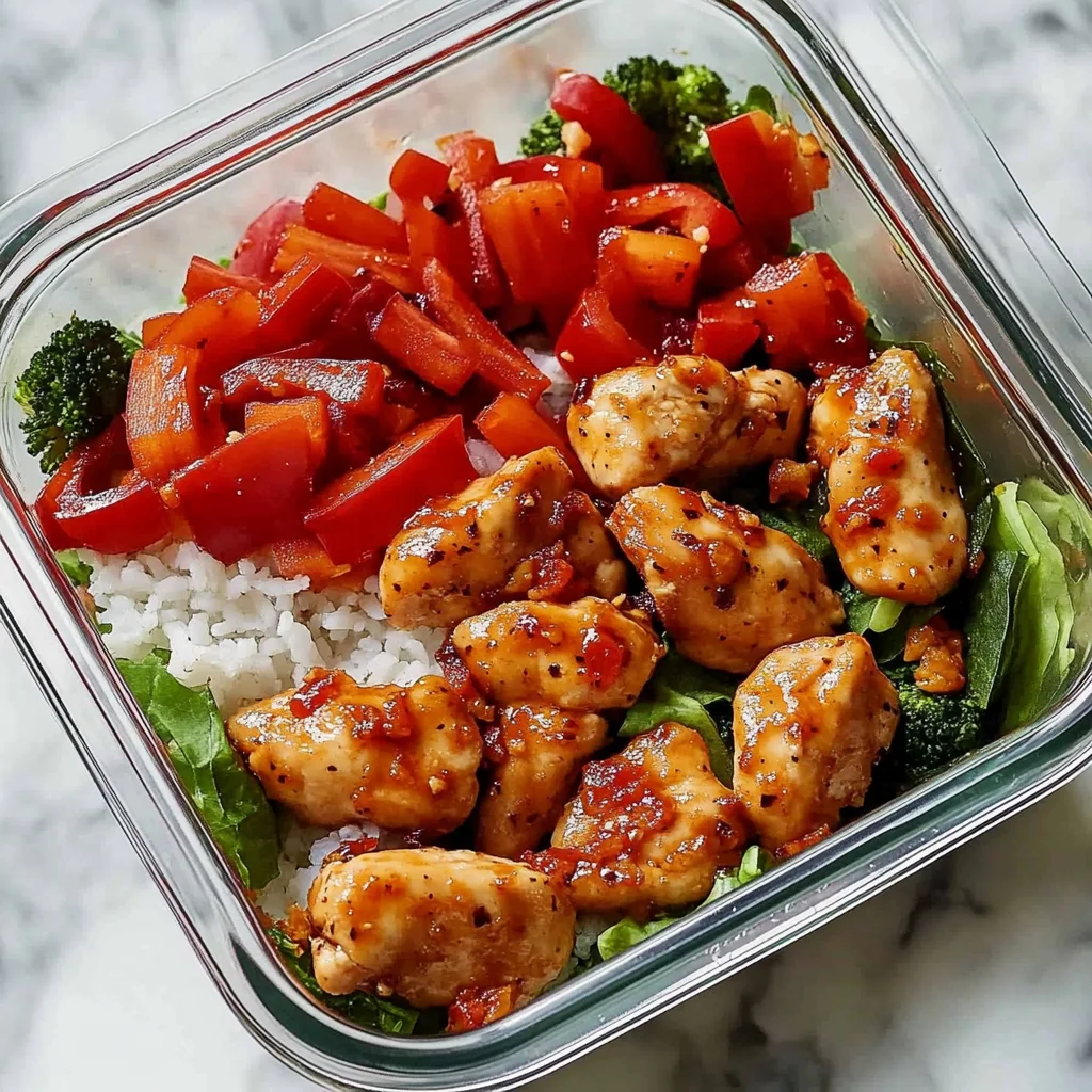 Spicy Honey Garlic Chicken Meal Prep Bowl