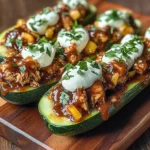 Sticky BBQ Chicken Zucchini Boats