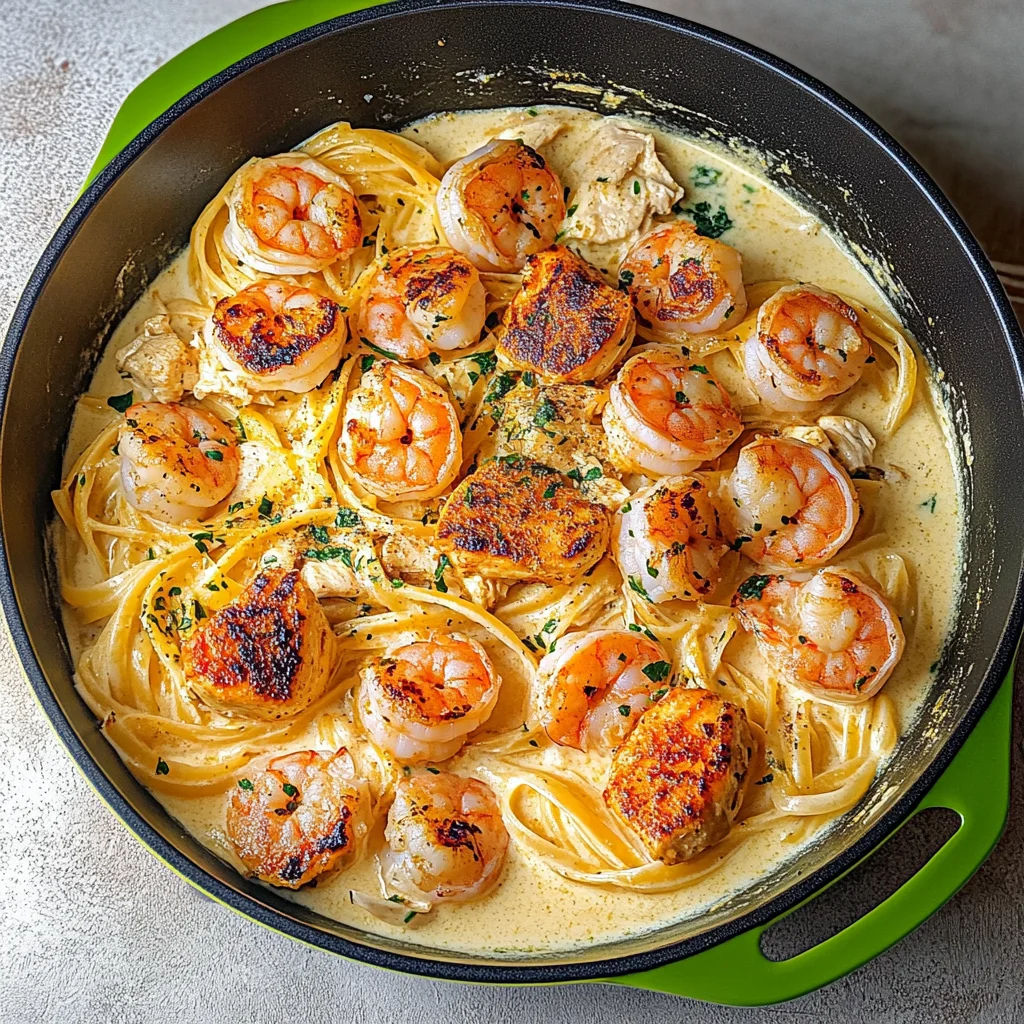 Alfredo Pasta with Chicken and Shrimp