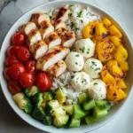 Chicken and Veggie Rice Bowl with Mozzarella