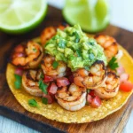 Grilled Shrimp Tostadas with Guacamole & Pico de Gallo