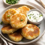 Leftover Mashed Potato Cakes with Chive-Onion Dip