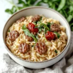 Savory beef Sausage Orzotto: Quick Comfort Food Delight